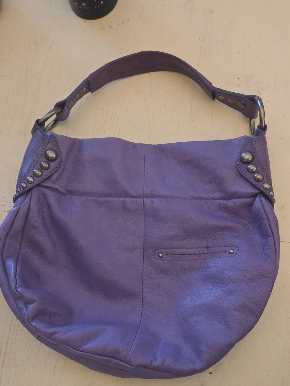 b. makowsky Purple Leather Shoulder Hobo with Stud Accents
